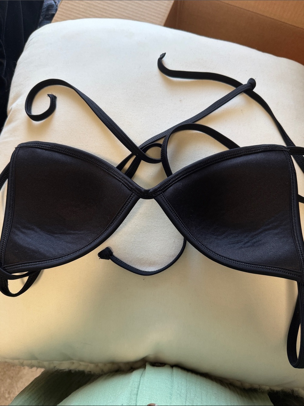 PINK Victoria's Secret Black Triangle Bikini Top with Gloss Panels - Picture 2 of 6
